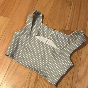 Exposed zipper polka dot crop top